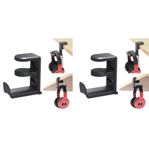 ZORBES® PC Gaming Headset Headphone Hook Holder Hanger Mount Stand with Adjustable Rotating Arm Clamp Under Desk Design Universal Built in Cable Clip Organizer 2 PCS ZORBES® PC Gaming Headset Headphone Hook Holder Hanger Mount Stand with Adjustable Rotating Arm Clamp Under Desk Design Universal Built in Cable Clip Organizer 2 PCS